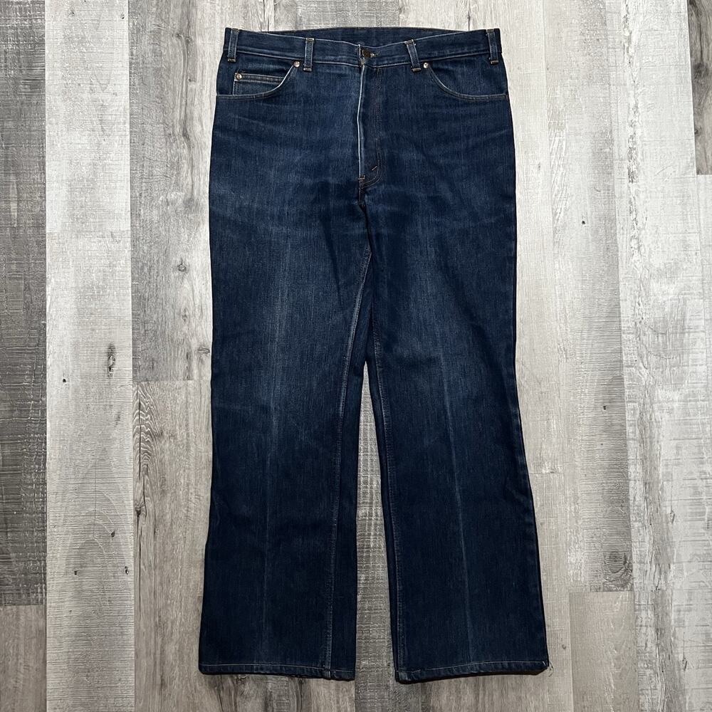 VTG Levis Bootcut Jeans Mens 38x34 Red Fleece Lined Dark Wash 39103 2517 USA